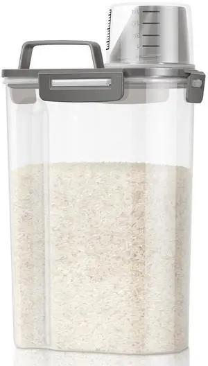 TBMax Rice Storage Container 3 to 5 Lbs - Small Cereal Oatmeal Flour Container with Easy Pouring Spout & Cup, Portable Pet Dog Cat Food Dispenser for Small Spaces, Travel, or Daily Use TBMax Rice Storage Container 3 to 5 Lbs - Small Cereal Oatmeal Flour Container with Easy Pouring Spout & Cup, Portable Pet Dog Cat Food Dispenser for Small Spaces, Travel, or Daily Use