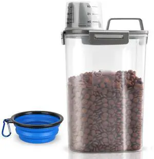 TIOVERY Upgraded Dog Food Storage Container Small, Cat Food Container Airtight, Pet Food Container Dispenser with Pour Spout, Measuring Cup and 4 Seal Buckles for Dogs, Cats, Birds (Grey) TIOVERY Upgraded Dog Food Storage Container Small, Cat Food Container Airtight, Pet Food Container Dispenser with Pour Spout, Measuring Cup and 4 Seal Buckles for Dogs, Cats, Birds (Grey)