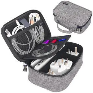 sisma Travel Electronics Organizer Small Carrying Case for Cables Phone Chargers USB Plugs Power Cords Earbuds Adapter Tech Accessories Pouch -Grey sisma Travel Electronics Organizer Small Carrying Case for Cables Phone Chargers USB Plugs Power Cords Earbuds Adapter Tech Accessories Pouch -Grey