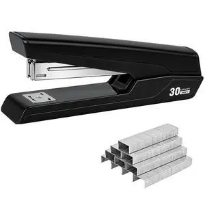 Metal Stapler with 830 Staples, Office Stapler, Staplers for Desk, 30 Sheet Capacity, Non-Slip, Black Metal Stapler with 830 Staples, Office Stapler, Staplers for Desk, 30 Sheet Capacity, Non-Slip, Black