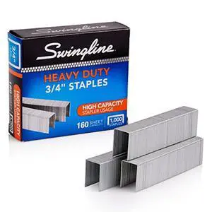 Swingline Staples, Heavy Duty for Desktop Staplers, 3/4" Length, 100/Strip, 1000/Box (35319) Swingline Staples, Heavy Duty for Desktop Staplers, 3/4" Length, 100/Strip, 1000/Box (35319)
