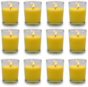 Small Citronella Candles Outdoor and Indoor Soy Wax Votive Candles for Party Dinner and Camping - 12 Hours Burn Time, Set of 12 Small Citronella Candles Outdoor and Indoor Soy Wax Votive Candles for Party Dinner and Camping - 12 Hours Burn Time, Set of 12