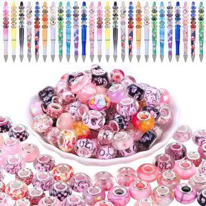 European Large Hole Spacer Charm Beads for DIY Bracelet Jewelry Making, Multicolor, Rhinestone, Resin, Assorted Styles (100, Pink) European Large Hole Spacer Charm Beads for DIY Bracelet Jewelry Making, Multicolor, Rhinestone, Resin, Assorted Styles (100, Pink)
