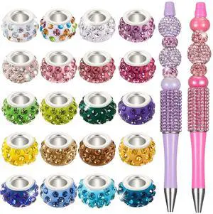 120 Pcs Large Hole Beads 11 mm European Crystal Charm Spacer Rhinestone Colorful European Beads for Pens Making Bulk Beadable Pens Jewelry Making Supplies DIY Crafts Bracelet(Bright Color) 120 Pcs Large Hole Beads 11 mm European Crystal Charm Spacer Rhinestone Colorful European Beads for Pens Making Bulk Beadable Pens Jewelry Making Supplies DIY Crafts Bracelet(Bright Color)
