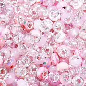 100 Pieces Large Hole Beads Spacer Bead Pink Assorted European Craft Big Beads Large Hole Lampwork Murano Fairy Wand Garden Bead for DIY Pens Charms Bracelet Necklace Keychain Jewelry Making Supplies 100 Pieces Large Hole Beads Spacer Bead Pink Assorted European Craft Big Beads Large Hole Lampwork Murano Fairy Wand Garden Bead for DIY Pens Charms Bracelet Necklace Keychain Jewelry Making Supplies