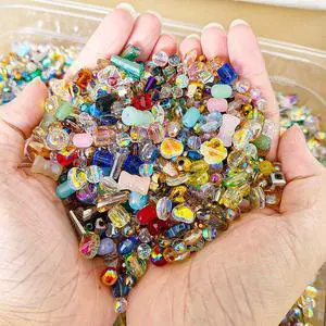 Half Pound Assorted Glass Beads for Jewelry Making, 2-16mm Colorful Crystal Beads for Bracelets, Crafts, DIY Art, Bulk Jewelry Making Supplies Half Pound Assorted Glass Beads for Jewelry Making, 2-16mm Colorful Crystal Beads for Bracelets, Crafts, DIY Art, Bulk Jewelry Making Supplies