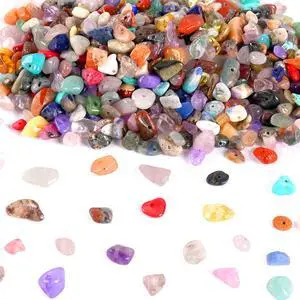 Natural Chip Stone Beads for Bracelet Jewelry Making, Hole Drilled Natural Chip Stone Beads for Bracelet Jewelry Making, Hole Drilled