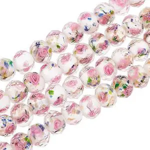 60pcs 9~10mm Rose Lampwork Beads Gold Sand Glass Beads Handmade Flower Glass Beads Round Loose Beads for Rosary Making Jewelry Craft Making with 1.5~2mm Hole - White 60pcs 9~10mm Rose Lampwork Beads Gold Sand Glass Beads Handmade Flower Glass Beads Round Loose Beads for Rosary Making Jewelry Craft Making with 1.5~2mm Hole - White