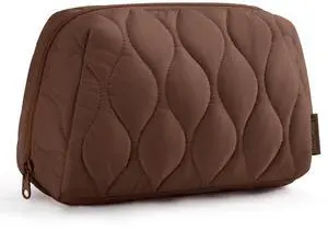 Makeup Bag, Travel Cosmetic Bag, Puffy Padded Make Up Bag for Women, Makeup Organizer Case, Wide-open Pouch Purse, Travel Essentials, Toiletries Accessories Brushes (Coffee Brown) Makeup Bag, Travel Cosmetic Bag, Puffy Padded Make Up Bag for Women, Makeup Organizer Case, Wide-open Pouch Purse, Travel Essentials, Toiletries Accessories Brushes (Coffee Brown)