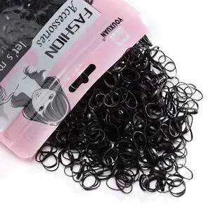 1000-Pack Elastic Hair Ties Non-slip Rubber Hair Bands for Girls, Black 1000-Pack Elastic Hair Ties Non-slip Rubber Hair Bands for Girls, Black