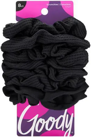 Ouchless Jersey Scrunchies, 8 Ct, Black, Damage-Free, Dentless & Secure Hold Ties, Gentle Hair Accessories for Women & Men, All Day Comfort, All Hair Types Ouchless Jersey Scrunchies, 8 Ct, Black, Damage-Free, Dentless & Secure Hold Ties, Gentle Hair Accessories for Women & Men, All Day Comfort, All Hair Types