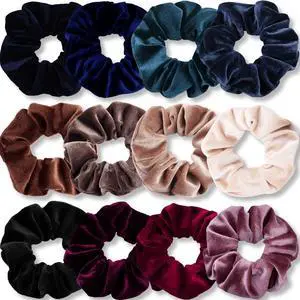 Velvet Scrunchies for Women, 12 Pcs Dark Colors Classic Elastic Thick Scrunchy Bands Ties, Soft Ropes Ponytail Holder Hair Accessories Velvet Scrunchies for Women, 12 Pcs Dark Colors Classic Elastic Thick Scrunchy Bands Ties, Soft Ropes Ponytail Holder Hair Accessories