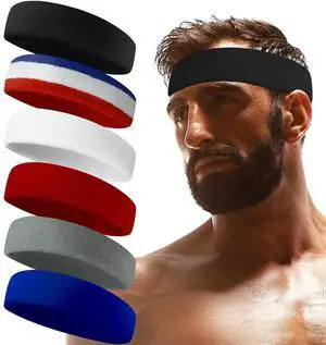 Sweatbands Sports Headband for Men & Women - Terry Cloth Moisture-Wicking Sports Towel Headband for Tennis, Basketball, Running, Gym, and Fitness Working Out Sweatbands Sports Headband for Men & Women - Terry Cloth Moisture-Wicking Sports Towel Headband for Tennis, Basketball, Running, Gym, and Fitness Working Out