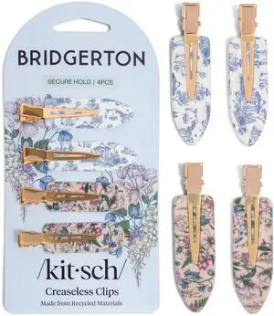 Bridgerton x Kitsch Creaseless Hair Clips for Women - Toile in Bloom, 4pcs Bridgerton x Kitsch Creaseless Hair Clips for Women - Toile in Bloom, 4pcs
