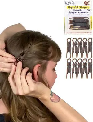 Magic-Grip Hairpins, 10 Styling Updo U-Pins for Strong Hold Magic-Grip Hairpins, 10 Styling Updo U-Pins for Strong Hold