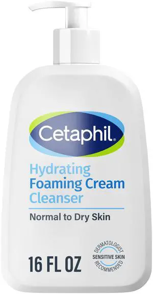 Cream to Foam Face Wash, Hydrating Foaming Cream Cleanser, 16 oz, For Normal to Dry, Sensitive Skin, with Soothing Prebiotic Aloe, Hypoallergenic, Fragrance Free Cream to Foam Face Wash, Hydrating Foaming Cream Cleanser, 16 oz, For Normal to Dry, Sensitive Skin, with Soothing Prebiotic Aloe, Hypoallergenic, Fragrance Free