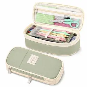 Pencil Case, Large Capacity Aesthetic Pencil Cases with Durable Zipper, Big Stationery Pencil Pouch for Women & Men, Adults Portable Storage Organizer Bag for College, Office, Travel (Green) Pencil Case, Large Capacity Aesthetic Pencil Cases with Durable Zipper, Big Stationery Pencil Pouch for Women & Men, Adults Portable Storage Organizer Bag for College, Office, Travel (Green)