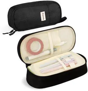 Pen Case with Zipper Pencil Pouch for Office Travel Portable Large Pencil Case Pouch for Teen Girls & Boys,Black Pen Case with Zipper Pencil Pouch for Office Travel Portable Large Pencil Case Pouch for Teen Girls & Boys,Black