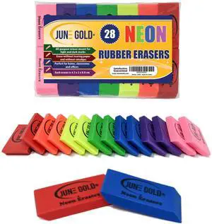 28 Neon Colored Rubber Erasers 28 Neon Colored Rubber Erasers