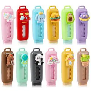12 Pack Cute Retractable Pencil Erasers for Kids Bulk Kawaii Cartoon Fun Erasers for Teacher Class Rewards Favor School Supplies Home Office Party Gift Filling 12 Pack Cute Retractable Pencil Erasers for Kids Bulk Kawaii Cartoon Fun Erasers for Teacher Class Rewards Favor School Supplies Home Office Party Gift Filling