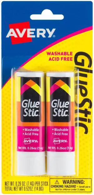 Glue Stick, White, 0.26 oz., Washable, 2 Permanent Glue Sticks (00171) Glue Stick, White, 0.26 oz., Washable, 2 Permanent Glue Sticks (00171)