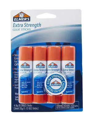 Extra Strength Glue Sticks, Washable, 8 Grams, 4 Count Extra Strength Glue Sticks, Washable, 8 Grams, 4 Count