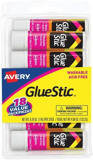 Glue Stic Value Pack, White, Washable, 0.26 oz., 18 Permanent Glue Sticks (98089) Glue Stic Value Pack, White, Washable, 0.26 oz., 18 Permanent Glue Sticks (98089)