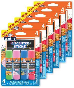 Scented Glue Sticks Washable Clear Assorted Scents 6 Grams 6 Packs of 4 (24 Total Count) Scented Glue Sticks Washable Clear Assorted Scents 6 Grams 6 Packs of 4 (24 Total Count)