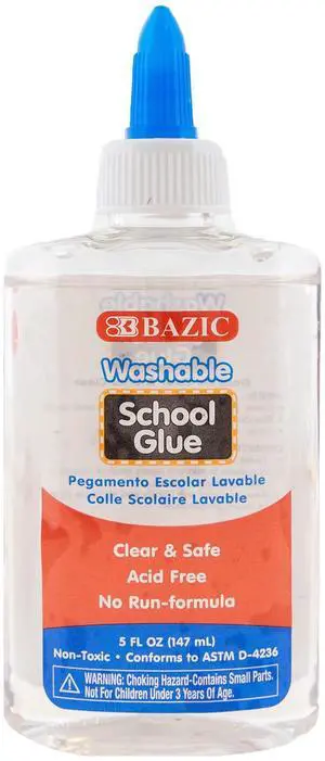 5 Oz. (147 mL) Washable Clear School Glue, Liquid Glue, Great for Kids Making Stretchy Slime, Fun Creative Art Play Activity in Class Home, 1-Bottle 5 Oz. (147 mL) Washable Clear School Glue, Liquid Glue, Great for Kids Making Stretchy Slime, Fun Creative Art Play Activity in Class Home, 1-Bottle