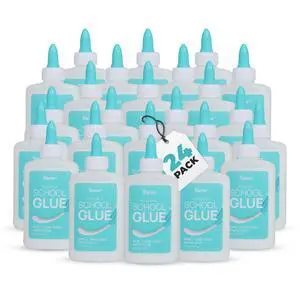 Washable School Glue 4oz - 24-Pack White Liquid Glues for Kids - Extra-Strong for Slime, Arts and Crafts, Back to School Supplies - Glue Bottle with Adjustable Twist Closure Washable School Glue 4oz - 24-Pack White Liquid Glues for Kids - Extra-Strong for Slime, Arts and Crafts, Back to School Supplies - Glue Bottle with Adjustable Twist Closure