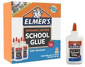 Liquid School Glue, White, Washable, 4 Ounces - Great for Making Slime ( 5-Count ) Liquid School Glue, White, Washable, 4 Ounces - Great for Making Slime ( 5-Count )