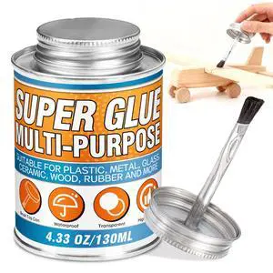 Super Glue with Brush (130ml) - All Purpose Strong Clear Adhesive, Waterproof Superglue Multi-Purpose Glue Gel for Wood, Ceramic, Glass, Leather, Plastic, Rubber, DIY Crafts & Industrial Repairs Super Glue with Brush (130ml) - All Purpose Strong Clear Adhesive, Waterproof Superglue Multi-Purpose Glue Gel for Wood, Ceramic, Glass, Leather, Plastic, Rubber, DIY Crafts & Industrial Repairs