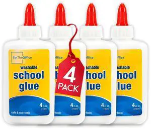 White Glue Bottles, Washable School Glue White, No-Run 4 oz. 4/Pack White Glue Bottles, Washable School Glue White, No-Run 4 oz. 4/Pack