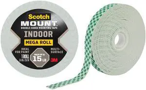 Indoor Double-Sided Mounting Tape, White, 1 Roll Indoor Double-Sided Mounting Tape, White, 1 Roll