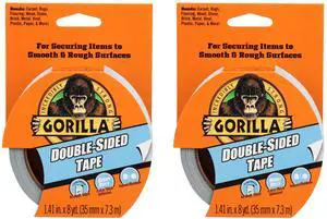 Double-Sided Tape, Strong Adhesive, Gray, 1.41 in x 8 yd, 2-Pack Double-Sided Tape, Strong Adhesive, Gray, 1.41 in x 8 yd, 2-Pack
