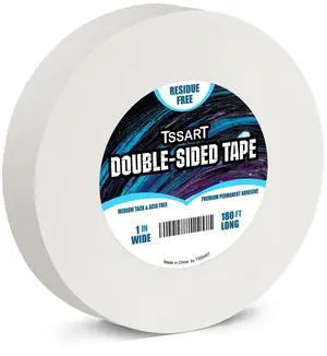 Ultra-Thin Permanent Double-Sided Tape - Double Sided Adhesive Sticky Tape for Arts, Crafts, Photography, Scrapbooking, Tear-by-Hand - Acid Free 1 Inch Wide 180FT Long Ultra-Thin Permanent Double-Sided Tape - Double Sided Adhesive Sticky Tape for Arts, Crafts, Photography, Scrapbooking, Tear-by-Hand - Acid Free 1 Inch Wide 180FT Long