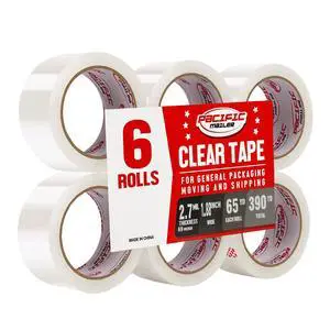 Clear Packing Tape, 1.88" x 65 Yards, 2.7 Mil, 6 Rolls Clear Clear Packing Tape, 1.88" x 65 Yards, 2.7 Mil, 6 Rolls Clear