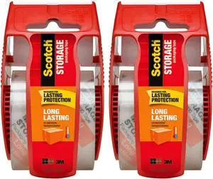 Long Lasting Storage Packing Tape with Dispenser, 1.88 in x 22.2 yd Roll, Clear UV Resistant Adhesive for Moving, Shipping and Long-Term Storage (2 Rolls) Long Lasting Storage Packing Tape with Dispenser, 1.88 in x 22.2 yd Roll, Clear UV Resistant Adhesive for Moving, Shipping and Long-Term Storage (2 Rolls)