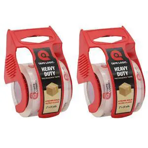 Heavy Duty Packing Tape with Dispenser (2 Pack) 2.6 Mil Thick Clear Shipping Tape, 2 in x 25 yd Strong Industrial Adhesive for Moving Boxes, Mailing, & Shipping Packaging Heavy Duty Packing Tape with Dispenser (2 Pack) 2.6 Mil Thick Clear Shipping Tape, 2 in x 25 yd Strong Industrial Adhesive for Moving Boxes, Mailing, & Shipping Packaging
