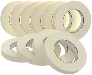 Masking Tape 0.75 Inch x 55 Yards x 10 Rolls, Bulk White Painting Tape Masking Tape 0.75 Inch x 55 Yards x 10 Rolls, Bulk White Painting Tape