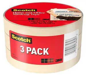 Masking Tape, 3 Rolls, 0.70 in x 54.6 yd, Great for Everyday Use, Strong Adhesive, Tan Masking Tape (3436-3) Masking Tape, 3 Rolls, 0.70 in x 54.6 yd, Great for Everyday Use, Strong Adhesive, Tan Masking Tape (3436-3)