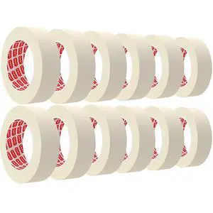 Masking Tape 1 Inch Wide x 55 Yds, 12 Rolls, White Painters Tape Masking Tape 1 Inch Wide x 55 Yds, 12 Rolls, White Painters Tape