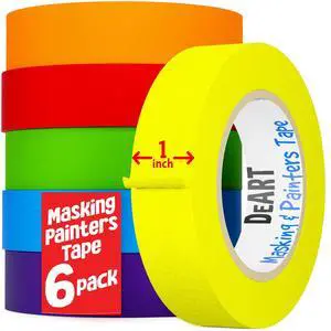Colored Masking Tape Painters Tape Writable 12, 8 or 6 Pack - 1 inch or 0.6 Inches for Arts & Crafts, Art Supplies, Whiteboard Tape Dry Erase Board Tape Craft Supplies (6, Large (20 Yd)) Colored Masking Tape Painters Tape Writable 12, 8 or 6 Pack - 1 inch or 0.6 Inches for Arts & Crafts, Art Supplies, Whiteboard Tape Dry Erase Board Tape Craft Supplies (6, Large (20 Yd))