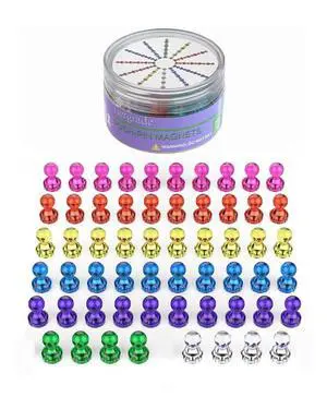 Push Pin Magnets - 58 Pack 7 Assorted Color Strong, Office, Use at Kitchen Home and School Classroom, for Refrigerator Dry Erase Board and Whiteboard. Push Pin Magnets - 58 Pack 7 Assorted Color Strong, Office, Use at Kitchen Home and School Classroom, for Refrigerator Dry Erase Board and Whiteboard.
