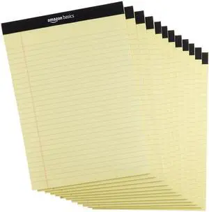 Wide Ruled Lined Writing Pads, 8.5" x 11.75", Canary, 12-Pack of 50 Perforated Sheets, Sturdy Backing Wide Ruled Lined Writing Pads, 8.5" x 11.75", Canary, 12-Pack of 50 Perforated Sheets, Sturdy Backing
