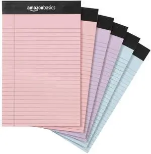 Narrow Ruled Writing Pads, Perforated, 5" x 8", Multicolor, 6-Pack of 50 Sheets Narrow Ruled Writing Pads, Perforated, 5" x 8", Multicolor, 6-Pack of 50 Sheets