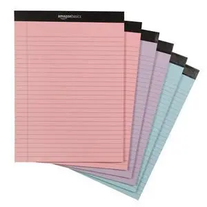 Wide Ruled Lined Writing Note Pads with Sturdy Back, 8.5" x 11.75", Multicolor, 6-Pack, 300 Sheets, Perforated Wide Ruled Lined Writing Note Pads with Sturdy Back, 8.5" x 11.75", Multicolor, 6-Pack, 300 Sheets, Perforated