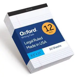 8.5 x 11 Inch Legal Pads, 12 Pack, Wide Ruled on Both Sides, White Lined Paper, 50 Perforated Sheets per Pad, Made in the USA (74030) 8.5 x 11 Inch Legal Pads, 12 Pack, Wide Ruled on Both Sides, White Lined Paper, 50 Perforated Sheets per Pad, Made in the USA (74030)