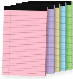 5pcs Note Pads, Small Legal Pad, Colored Notepads 5x8, Sturdy Back 5pcs Note Pads, Small Legal Pad, Colored Notepads 5x8, Sturdy Back