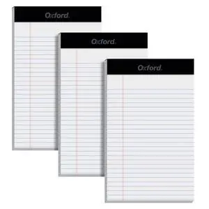 5 x 8 Inch Legal Pads, 3 Pack, Narrow Ruled on Both Sides, White Lined Paper, 50 Perforated Sheets Per Writing Pad, Proudly Made in the USA (1017034) 5 x 8 Inch Legal Pads, 3 Pack, Narrow Ruled on Both Sides, White Lined Paper, 50 Perforated Sheets Per Writing Pad, Proudly Made in the USA (1017034)